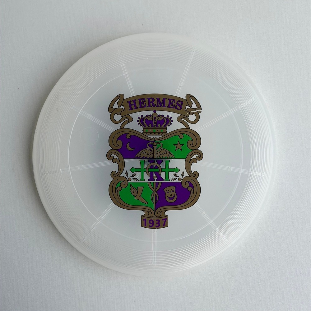 Krewe of HERMES 10-inch Mardi Gras Parade Frisbee Crest Purple Green Light‎ Up